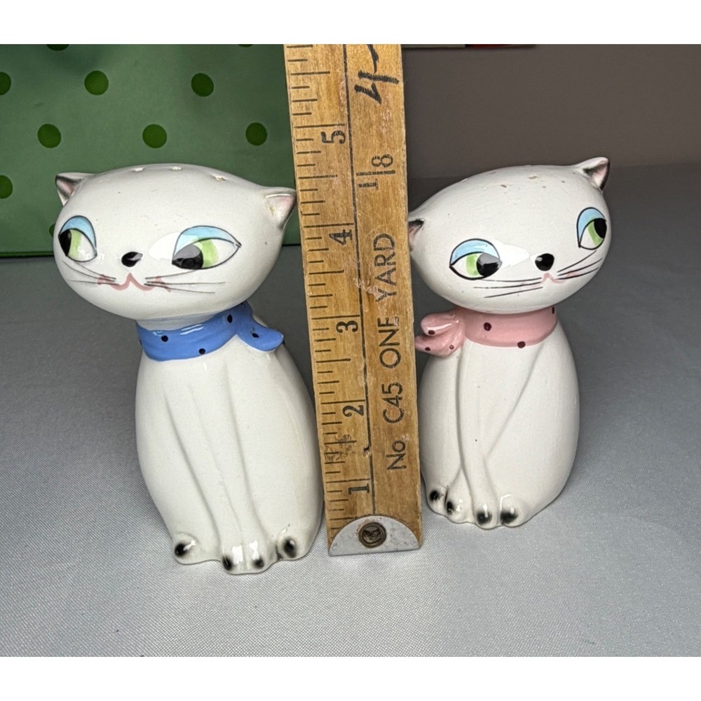 1961 Holt Howard Salt Pepper Shakers Japan Kitty Set Non Working Squeaker - Picture 15 of 16